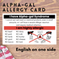 Alpha-gal Allergy Restaurant Card