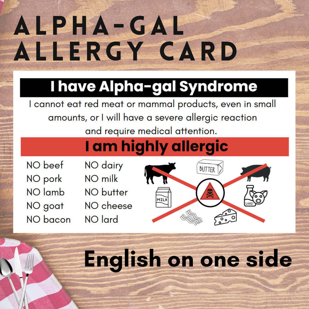Alpha-gal Allergy Restaurant Card – Alpha Gal Warrior