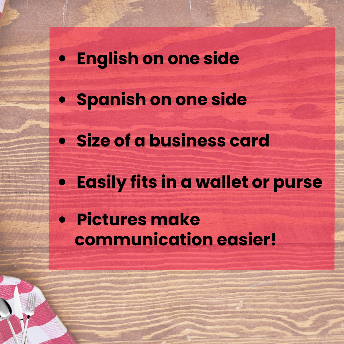 Alpha-gal Allergy Restaurant Card